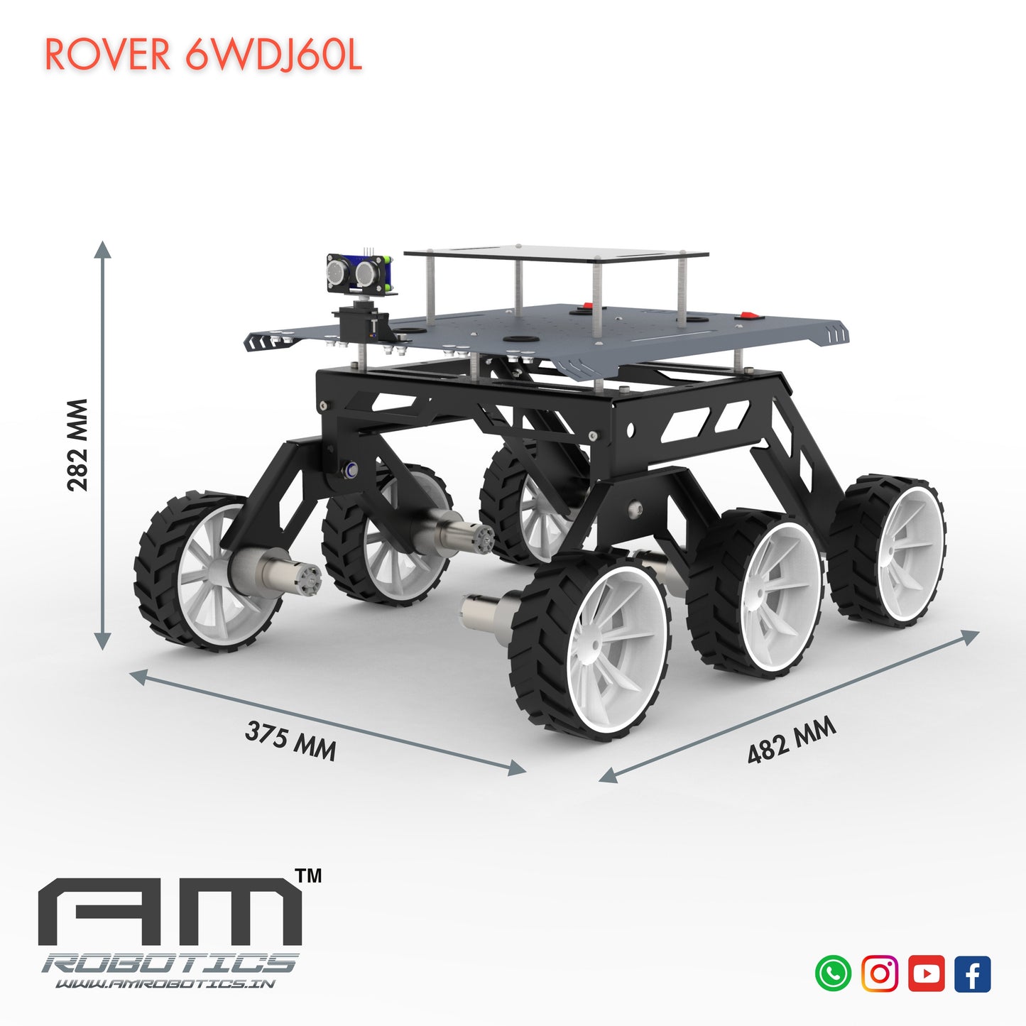 ROVER 6WDJ60L ROCKER BOGIE SUSPANSION HIGH TORQUE  DIY ROBOTIC CHASSIS KIT