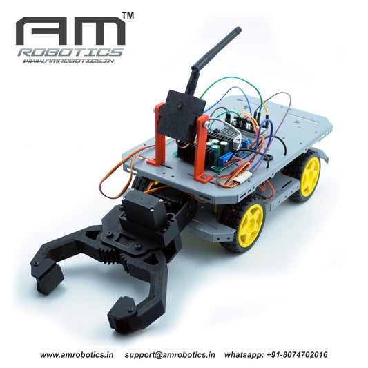 AM ROBOTICS ESP32-CAM Based Pick and Place surveillance Robot Kit