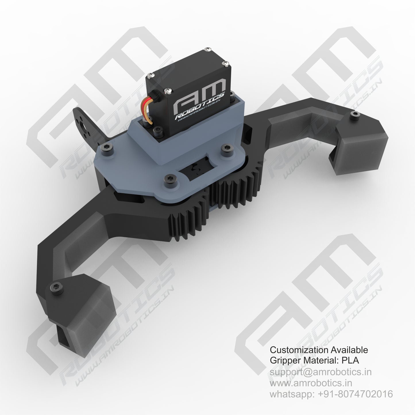 3D Printed Robotic Arm Gripper with MG996R Servo Motor Mount Model 1