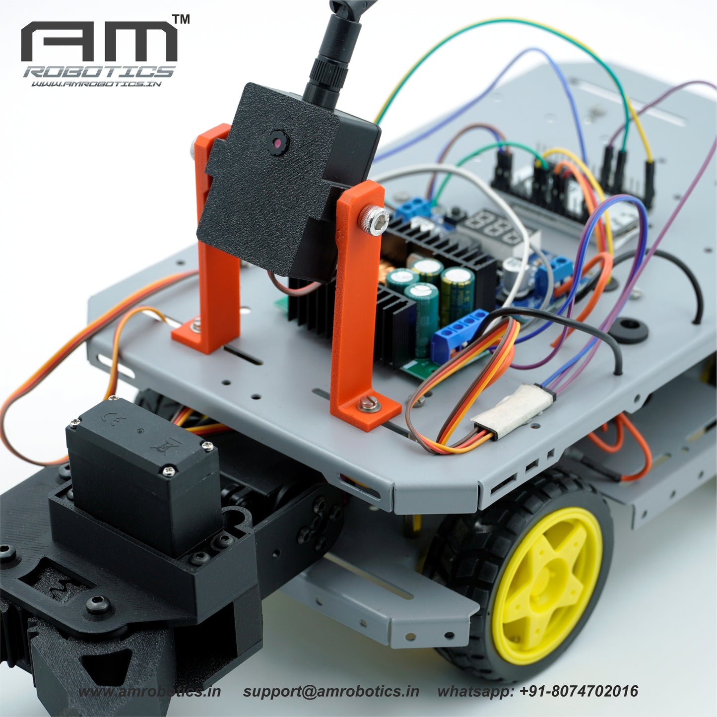 AM ROBOTICS ESP32-CAM Based Pick and Place surveillance Robot Kit