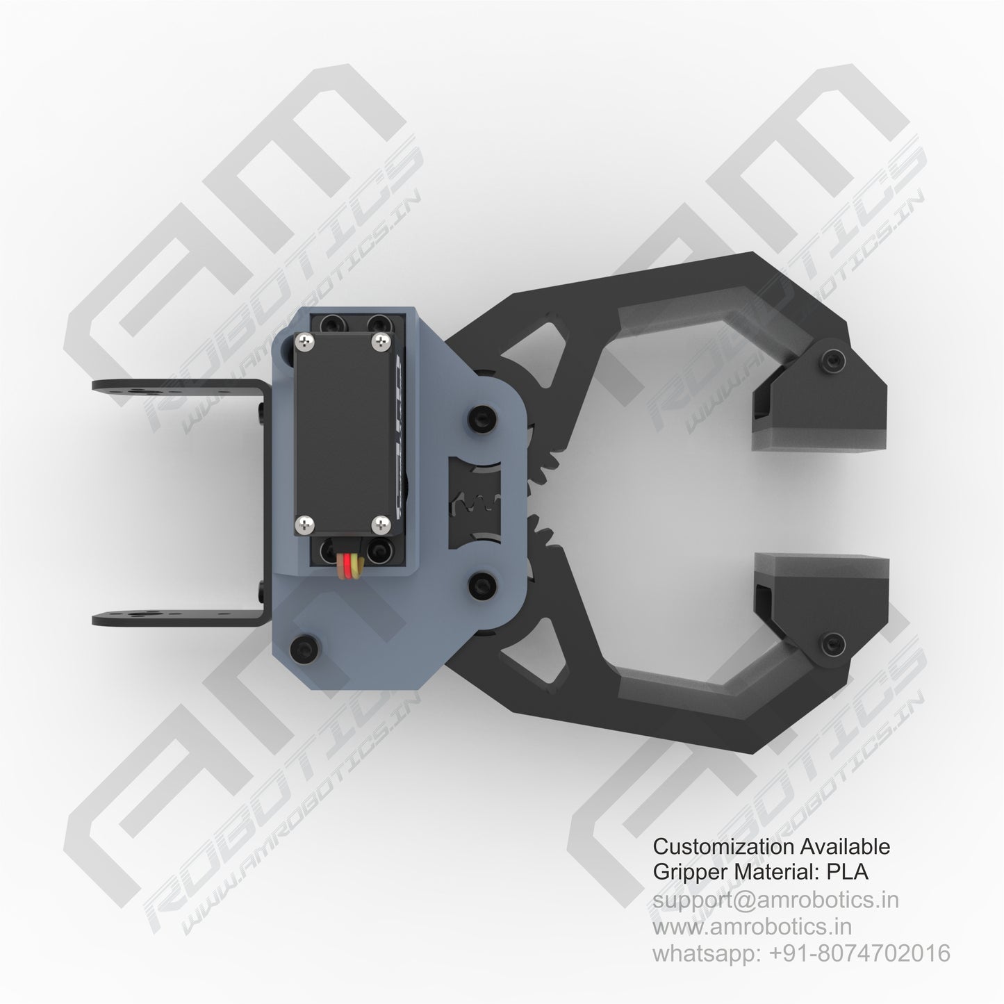 3D Printed Robotic Arm Gripper with MG996R Servo Motor Mount Model 1