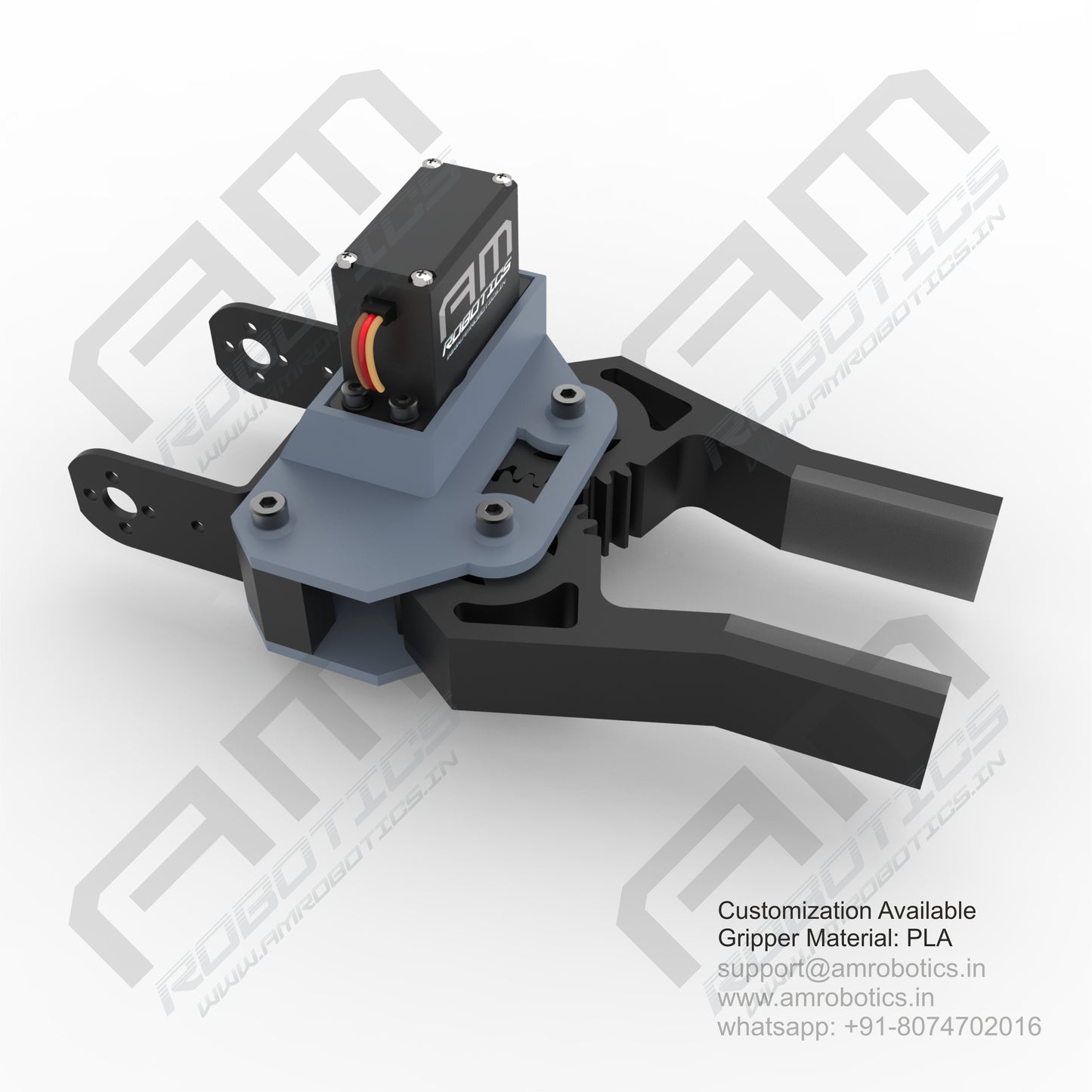 3D Printed Robotic Arm Gripper with MG996R Servo Motor Mount Model 2