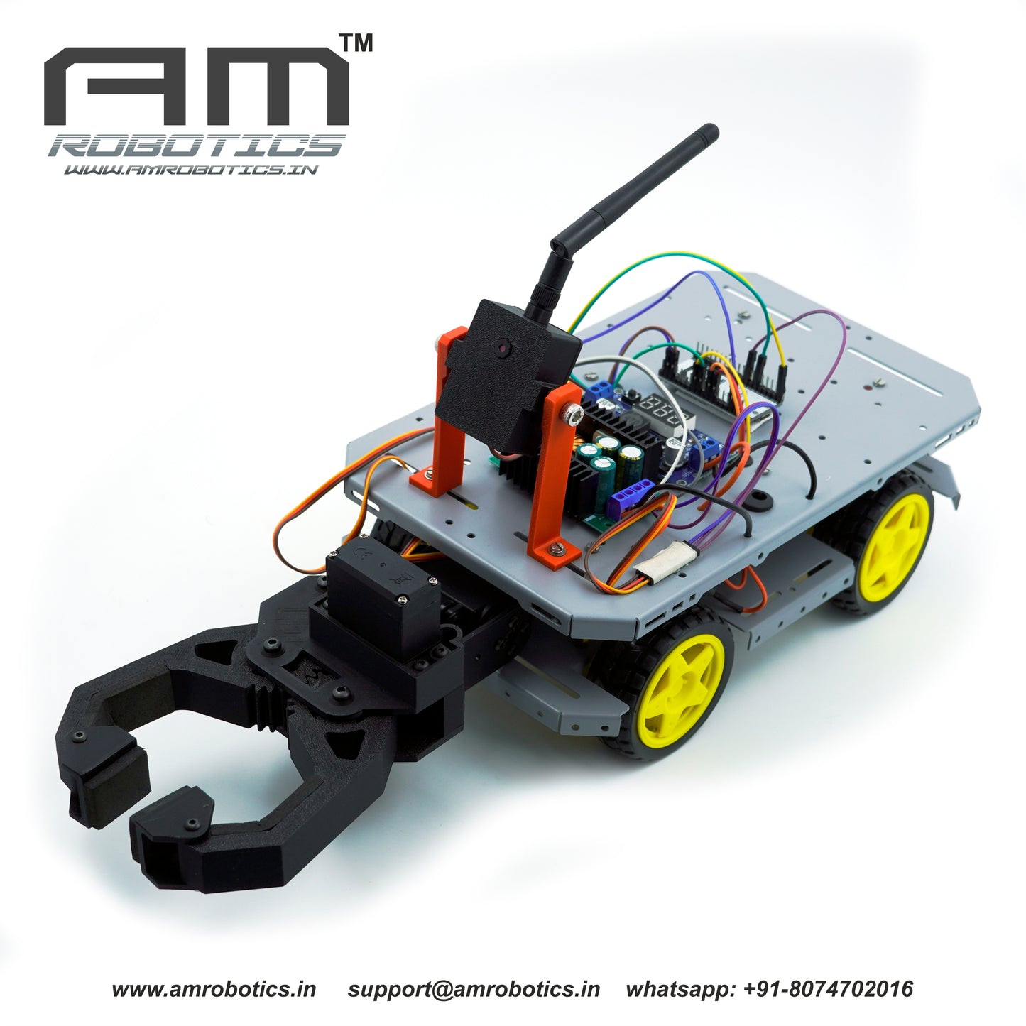 AM ROBOTICS ESP32-CAM Based Pick and Place surveillance Robot Kit