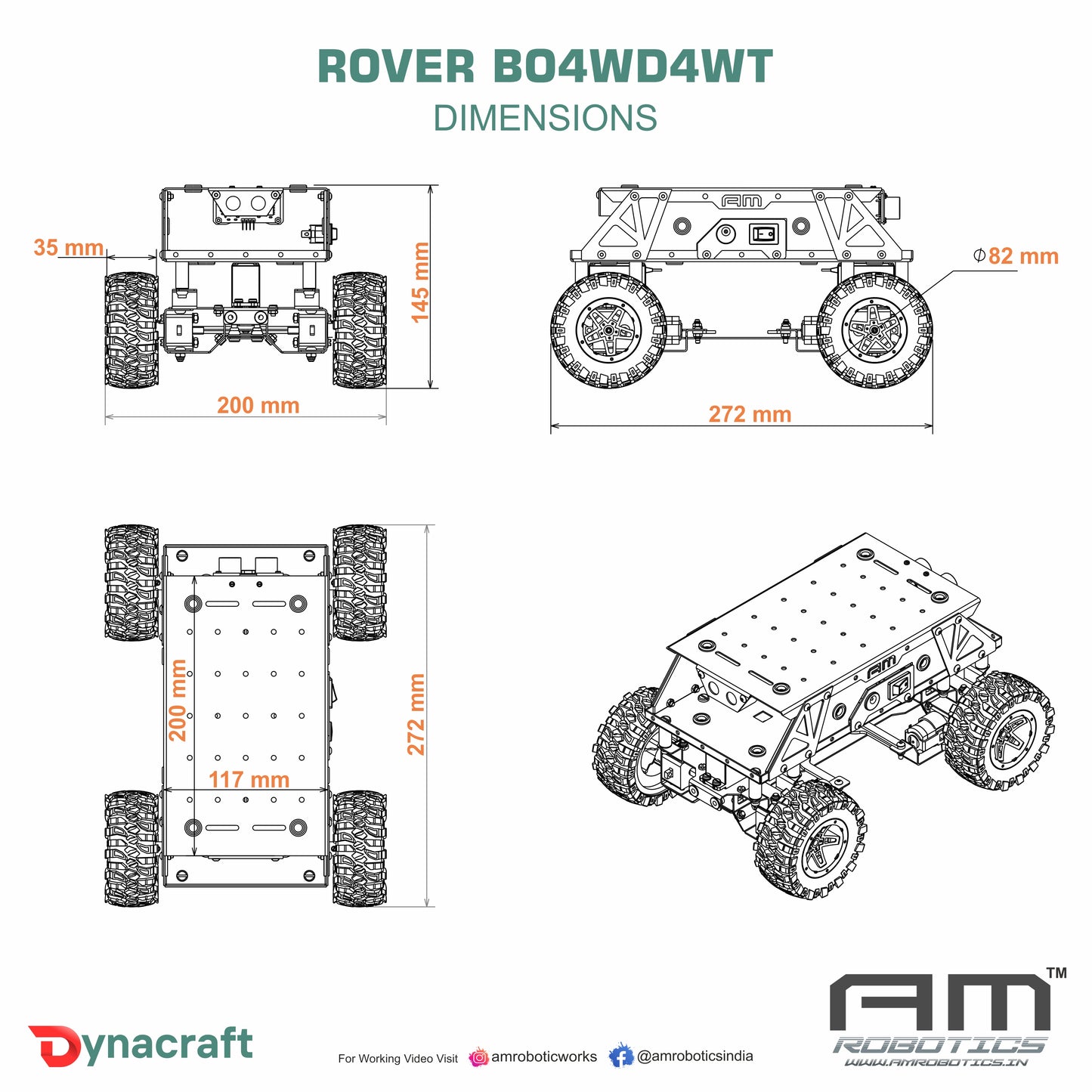 Rover BO4WD4WT Do It Yourself Chassis Kit