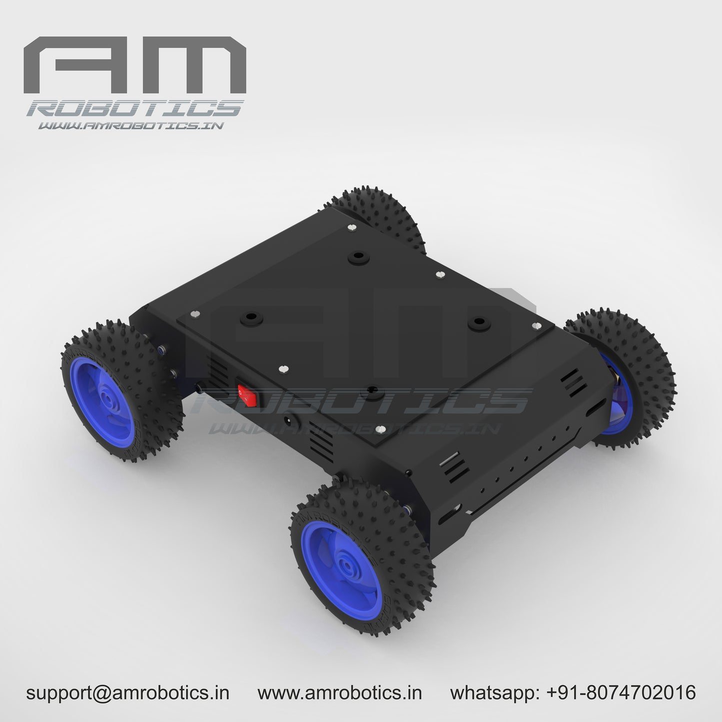 ROVER 4WD JOHNSON SERIES 1 DIY ROBOTIC METAL CHASSIS KIT MATT BLACK