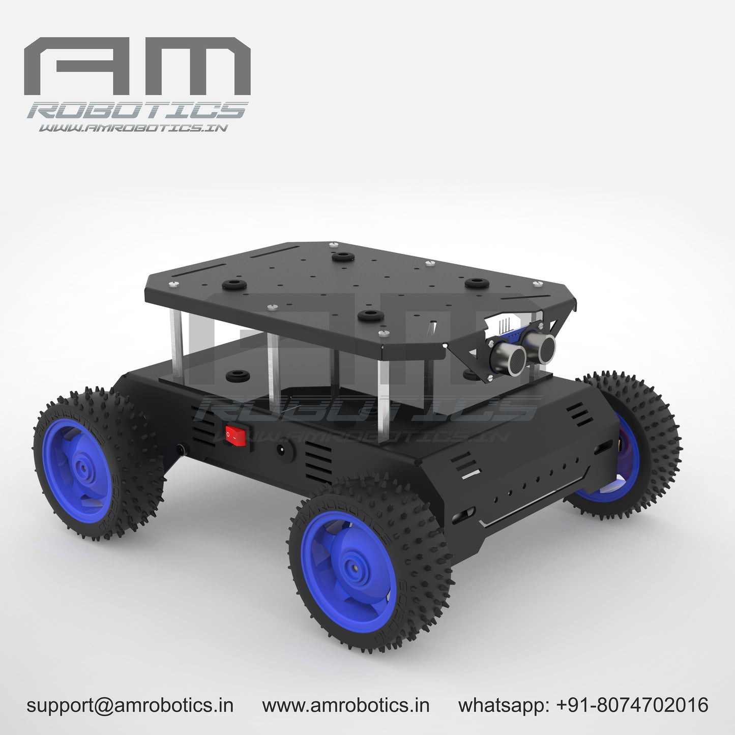 ROVER 4WD JOHNSON SERIES 1 DIY ROBOTIC METAL CHASSIS KIT MATT BLACK