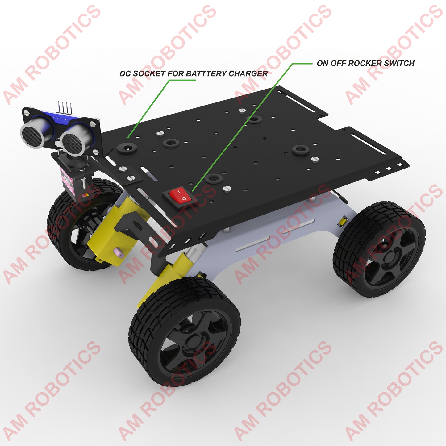 ROVER 4WD BO SERIES 1 METAL CHASSIS DIY KIT MATT BLACK & GRAY