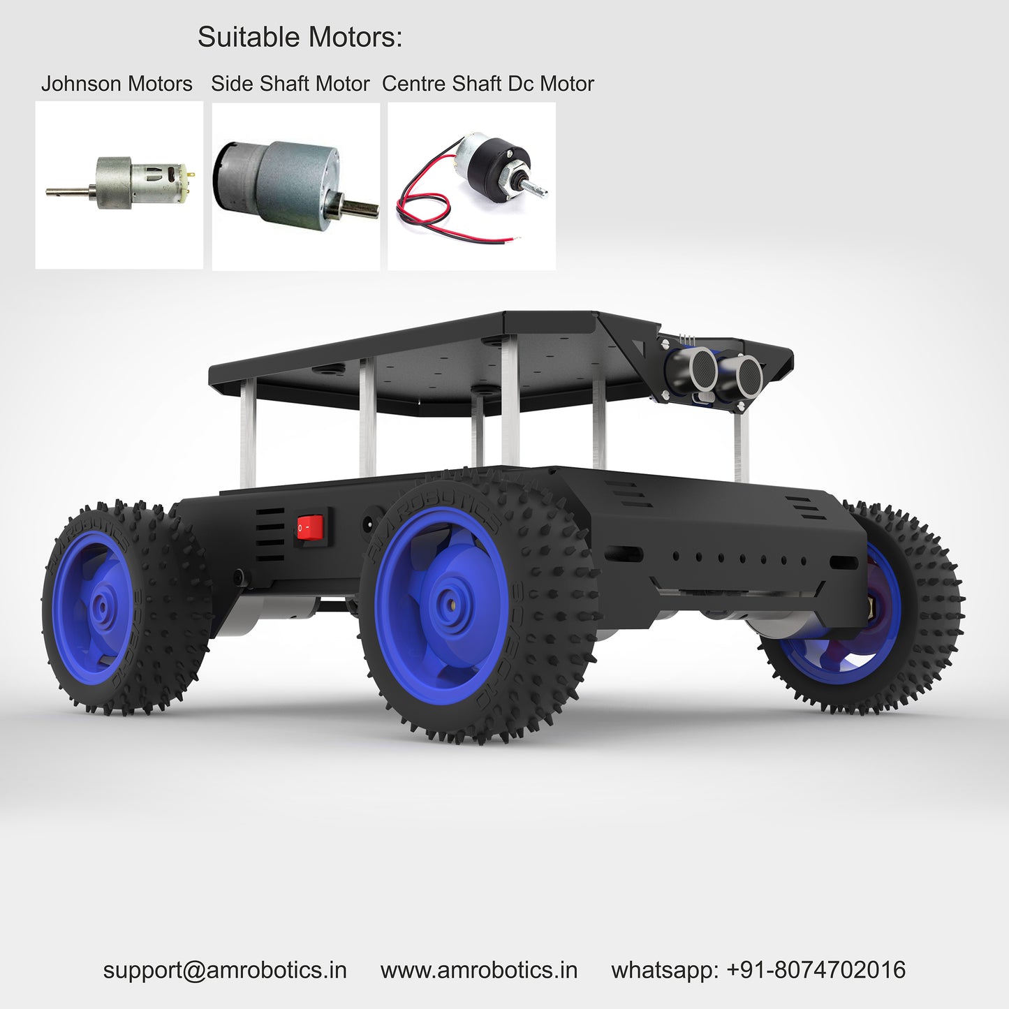 ROVER 4WD JOHNSON SERIES 1 DIY ROBOTIC METAL CHASSIS KIT MATT BLACK