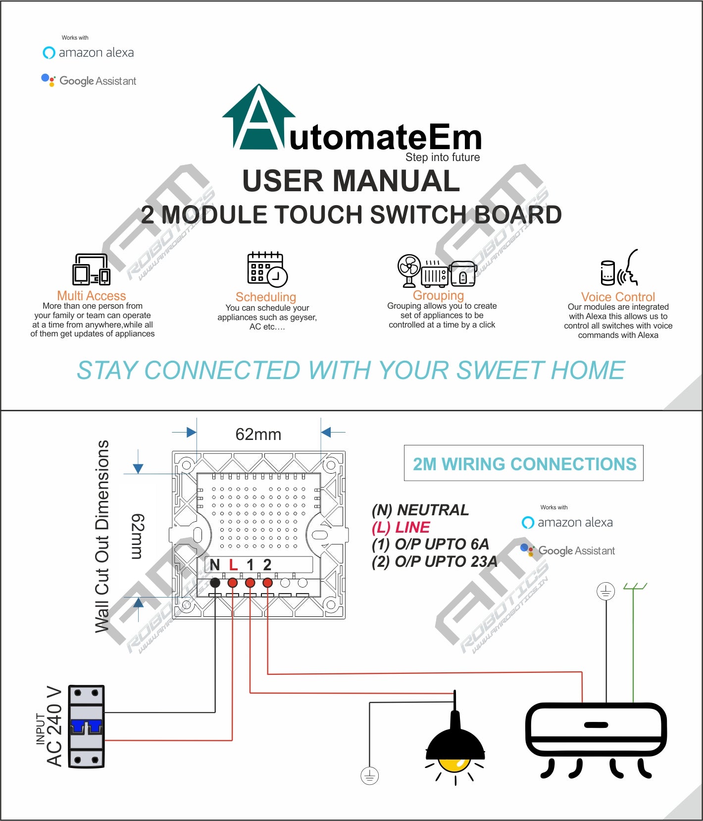 2 Module 23A Touch Switchboard White/Black