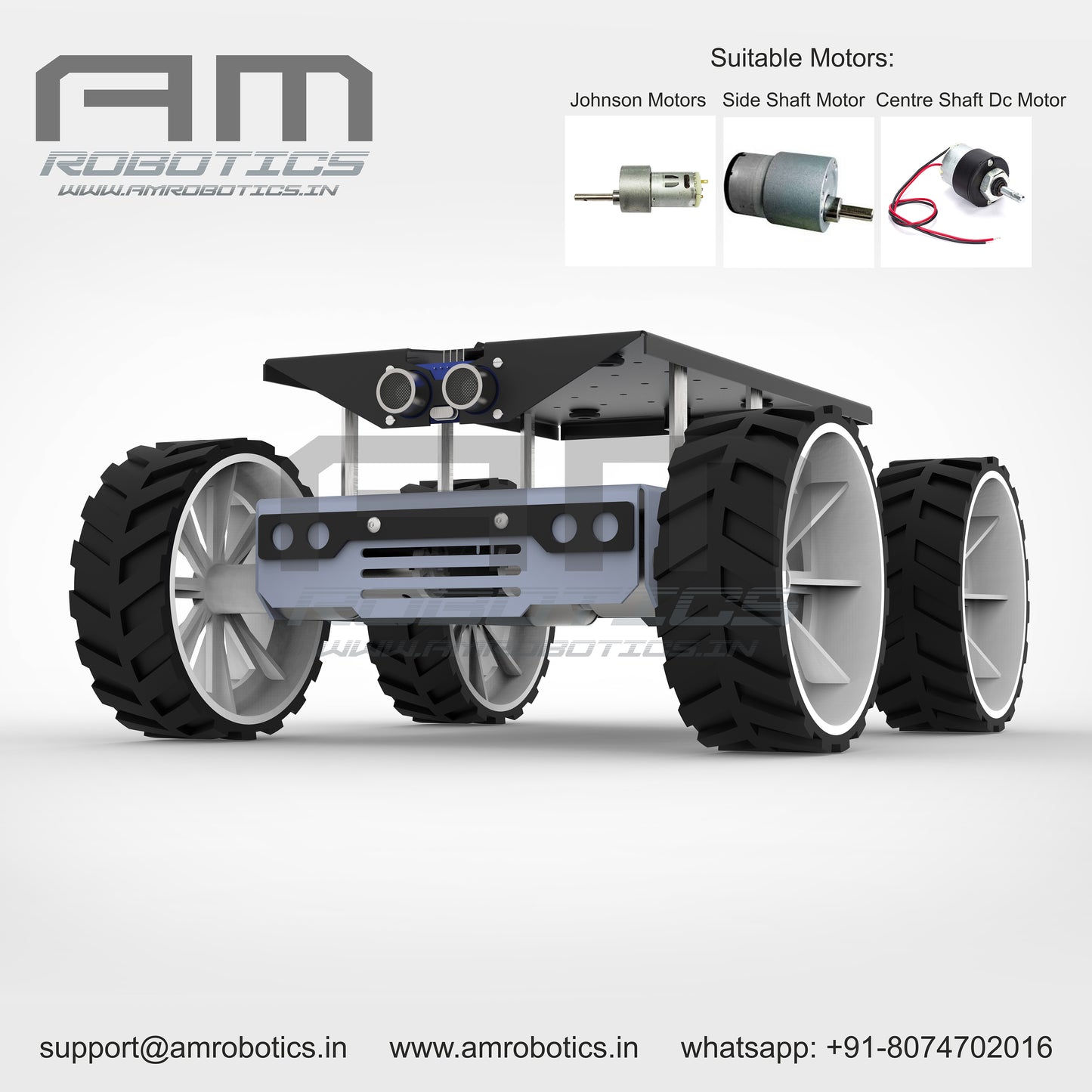 ROVER 4WD JOHNSON SERIES 2 GRAY DIY ROBOTIC METAL CHASSIS KIT