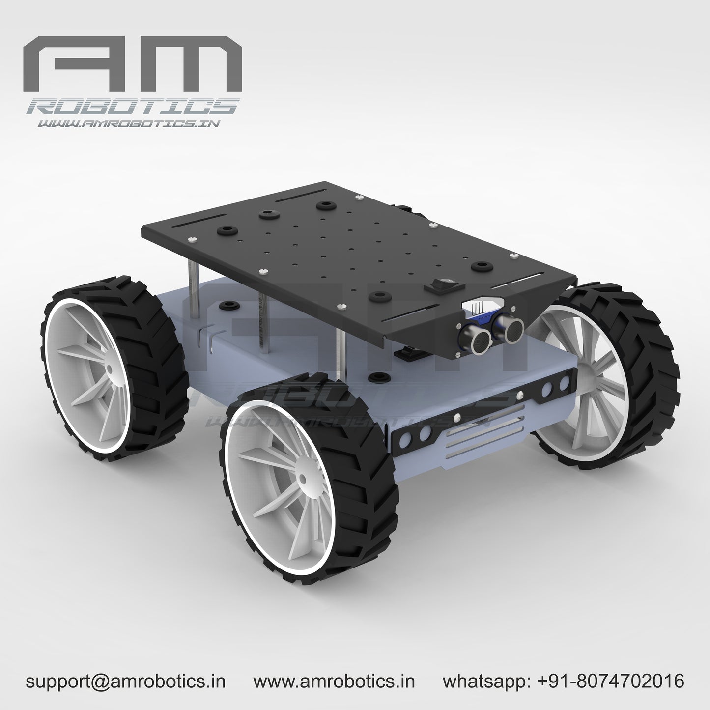 ROVER 4WD JOHNSON SERIES 2 GRAY DIY ROBOTIC METAL CHASSIS KIT