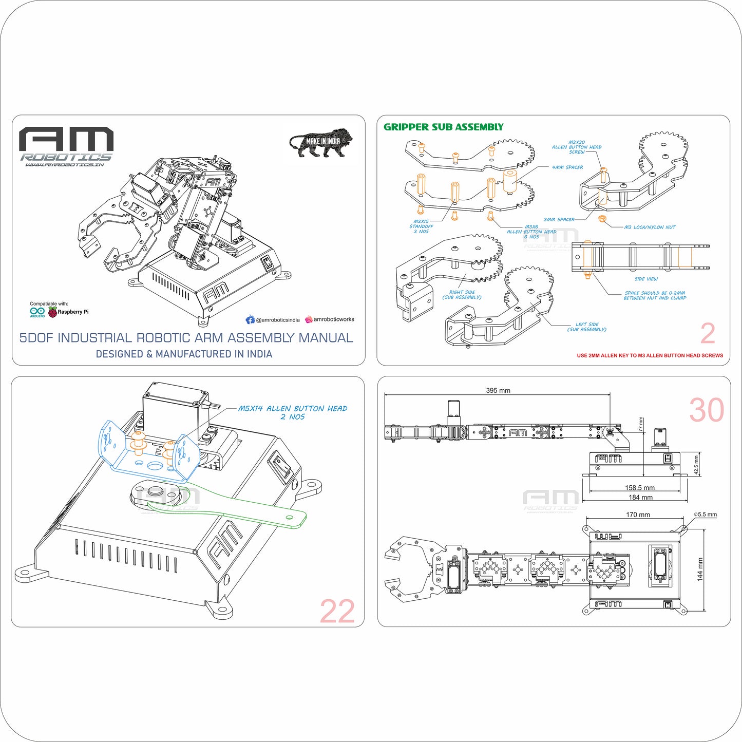 5DOF Industrial Robotic Arm DIY Kit