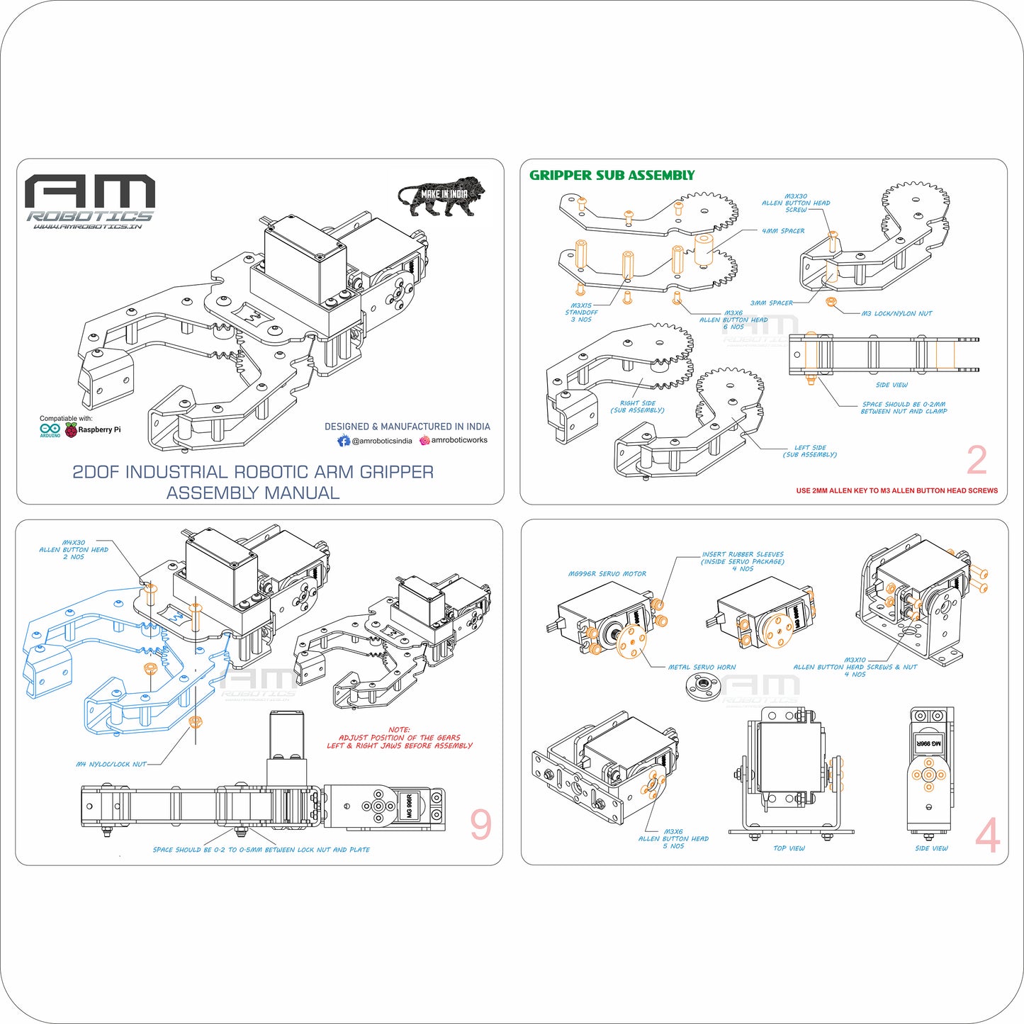 2DOF MG996R Industrial Servo Gripper